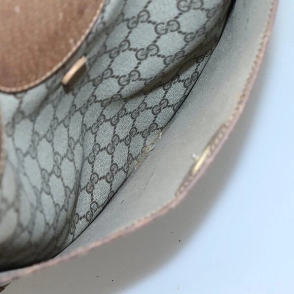 GUCCI GG Supreme Web Sherry Line Tote Bag PVC Beige 41 004 4465 Auth ti2974 - Picture 10 of 16